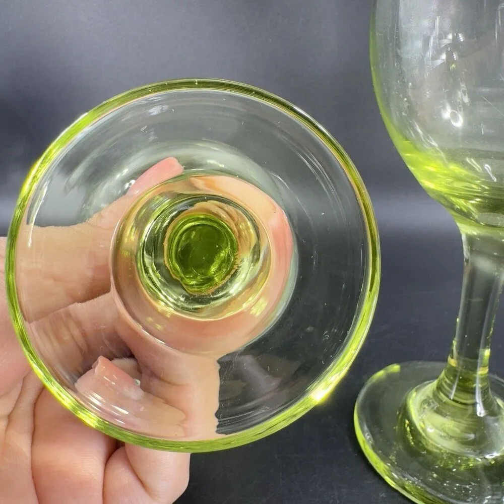 Light Transparent Green Goblet Drinking Glasses Set 2‎ BarWare Glassware Glasses